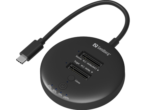 Sandberg 136-72 basisstation voor opslagstations USB 3.2 Gen 2 (3.1 Gen 1) Type-C Zwart