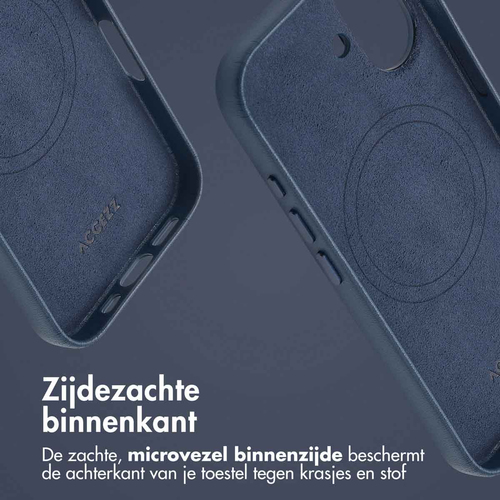 Accezz MagSafe Leather Backcover iPhone 16 - Nightfall Blue, afbeelding 6