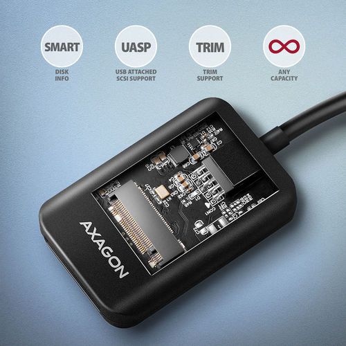 AXAGON USB-C 10 Gbps M2 Adapter fr NVMe  SATA SSD – Foto 4 von 7