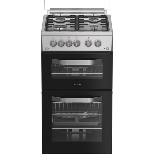 Hotpoint HDG5GCX 50cm Double Oven Gas Cooker with Glass Lid in Stainle - image 1