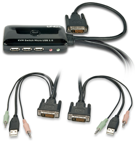 Lindy KVM Switch Compact DVI USB 2.0