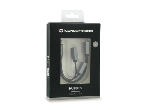Conceptronic HUBBIES USB 3.1 Type-C to 1-Port USB 3.0 + 2-Port USB 2.0 Cable Hub, grey – image 3
