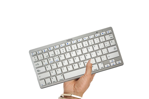 Nilox NXKB01S keyboard Universal Bluetooth QWERTY Spanish Silver, White – image 2