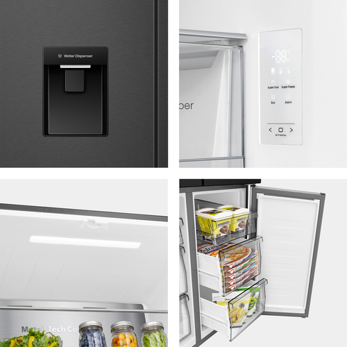 Hisense PureFlat RQ5P470SMFE Smart Fridge Freezer - Black Stainless Steel, Stainless Steel - image 3