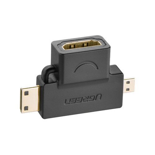 Adaptador Micro Mini HDMI Macho a HDMI Hembra / Mini HDMI Tipo C a HDMI Tipo A 4K30HZ / Micro HDMI Tipo D a HDMI Tipo A 1080P60Hz / Conector Chapado en Oro / Compacto Portátil y Fácil de Usar 20144 - 20144