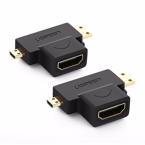 Ugreen 20144P kaabli soomuutja 2 Mini-HDMI Micro-HDMI Must