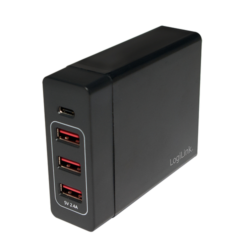 USB Tischladeadapter, LogiLink 3xUSB-A Port+1xUSB-C Port,60W, afbeelding 2