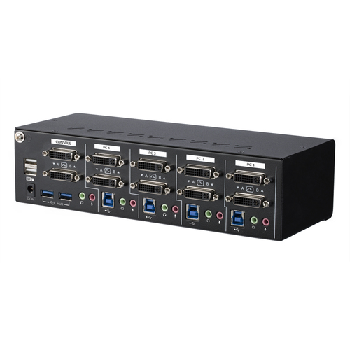 StarTech.com 4 Port Dual Monitor Dual Link DVI KVM Switch 1440p - Dual Screen/View/Display Compact USB KVM Switch w/Integrated USB 3.0 Hub & Audio - Dell HP App – image 2