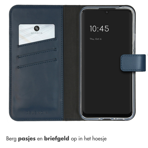 Selencia Echt Lederen Bookcase Samsung Galaxy A34 (5G) - Blauw, afbeelding 3