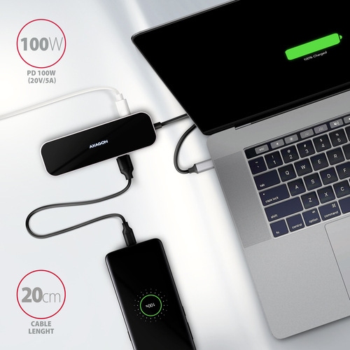AXAGON SuperSpeed USB-C Hub USB-Hubs - USB 32 - 6 - Schwarz – Foto 8 von 11