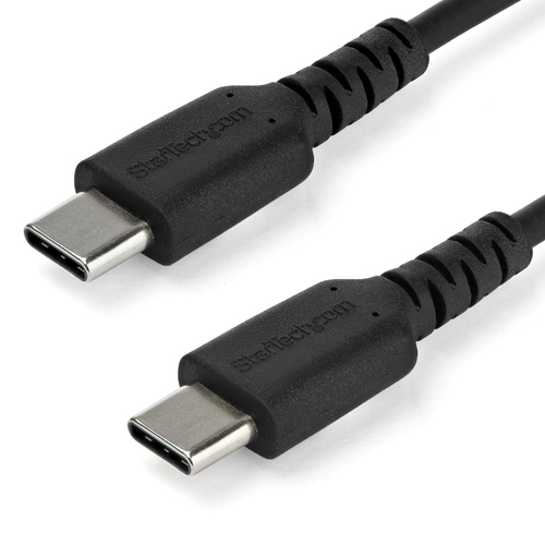 StarTech.com 2m USB C Charging Cable, Durable Fast Charge & Sync USB 2.0 Type C to USB C Laptop Charger Cord, TPE Jacket Aramid Fiber M/M 60W Black, Samsung S10, S20 iPad Pro MS Surface - Heavy Duty and Rugged USB Type-C kabel 2m Sort
