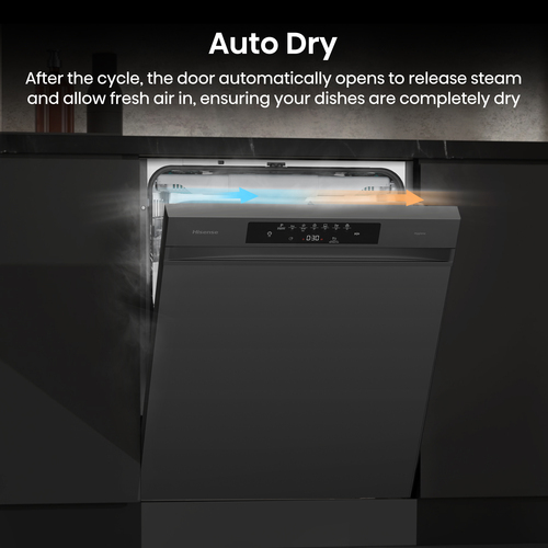 Hisense Hi4 HS643B90B Full Size Freestanding Dishwasher - Black Inox – image 7
