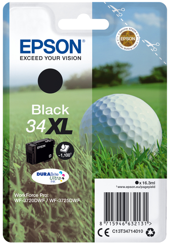 Epson 34XL Golfball Black High Yield Ink Cartridge 16ml - C13T34714010