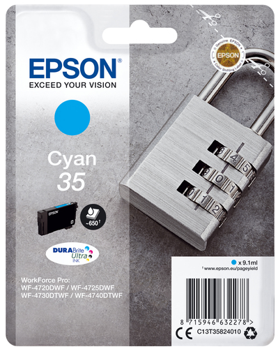 Epson 35 Padlock Cyan Standard Capacity Ink Cartridge 9ml - C13T35824010