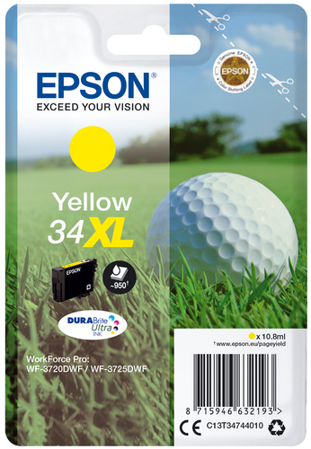 Epson 34XL Golfball Yellow High Yield Ink Cartridge 11ml - C13T34744010