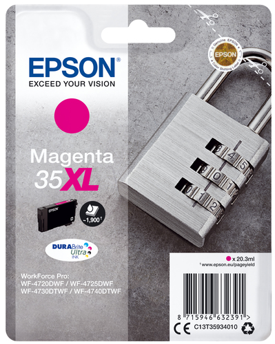 Epson 35XL Padlock Magenta High Yield Ink Cartridge 20ml - C13T35934010