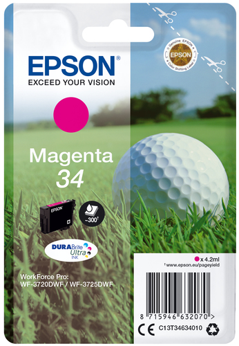 Epson 34 Golfball Magenta Standard Capacity Ink Cartridge 4ml - C13T34634010