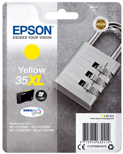 Epson 35XL Padlock Yellow High Yield Ink Cartridge 20ml - C13T35944010