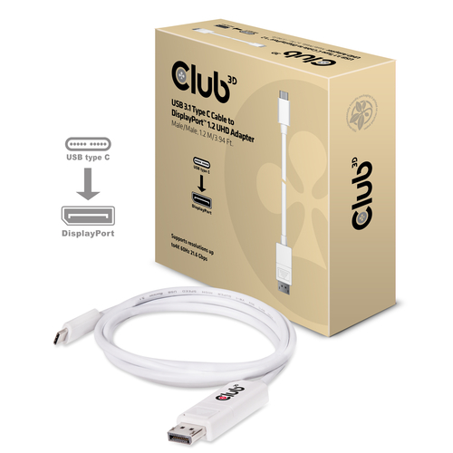 CLUB3D USB 3.1 Type C Cable to DisplayPort 1.2 UHD Adapter, afbeelding 3