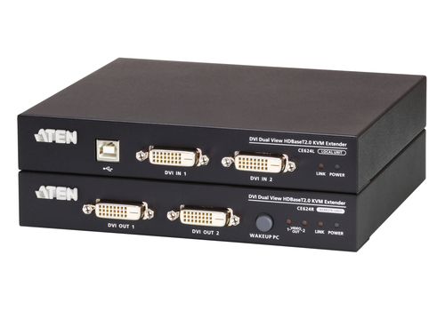 Extensor KVM HDBaseT extiende las señales de video audio USB y RS-232 a través de un solo cable Cat6/6a 20 DVI Dual Display USB 1929x 1200 a 100m CE624 - CE624