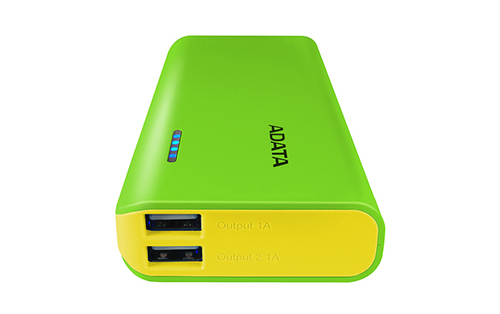 ADATA PT100 - Cargador portátil - 10000 mAh - 2.1 A - 2 conectores de salida USB - en el cable Micro-USB - verde - Código: APT100-10000M-5V-CGRYL | Compra en Guadalajara