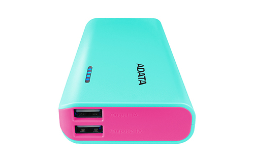 POWER BANK ADATA PT100 10000MAH 2XUSB AZUL Y ROSA BATERIA PO APT100-10000M-5V-CTBPK - Adata