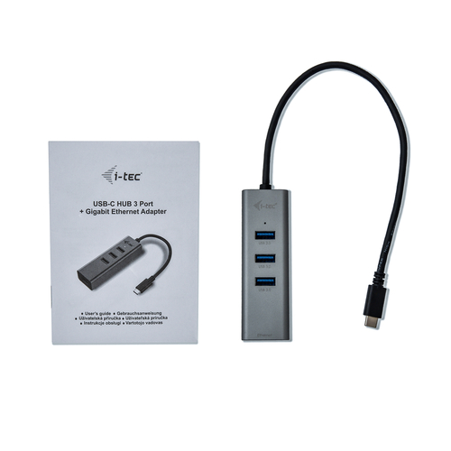 i-tec Metal USB-C HUB 3 Port + Gigabit Ethernet Adapter. Host interface: USB 3.2 Gen 2 (3.1 Gen 2) Type-C, Hub interfaces: