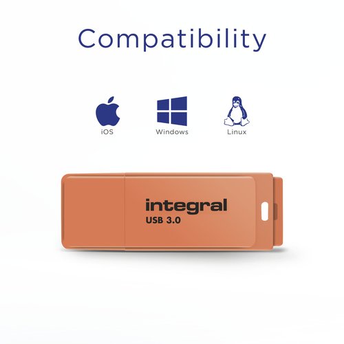 Integral 64GB USB3.0 DRIVE NEON ORNG UP TO R-100 W-30 MBS – image 4