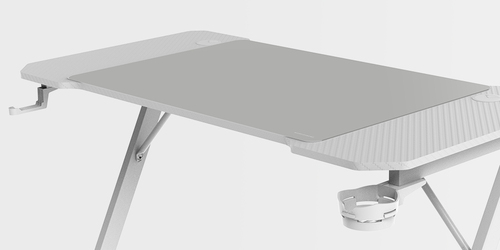 Mars Gaming MGD-X120, Mesa Gaming Ergonómica, Superficie en Fibra de Carbono, Estructura Metálica, Alfombrilla XXL, Soporte Auriculares y Bebida, Gestión Cableado, Escritorio PC 120x60cm, Blanco