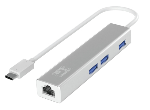 LevelOne Adapter USB-C -> GBit-LAN + USB3.0-Hub