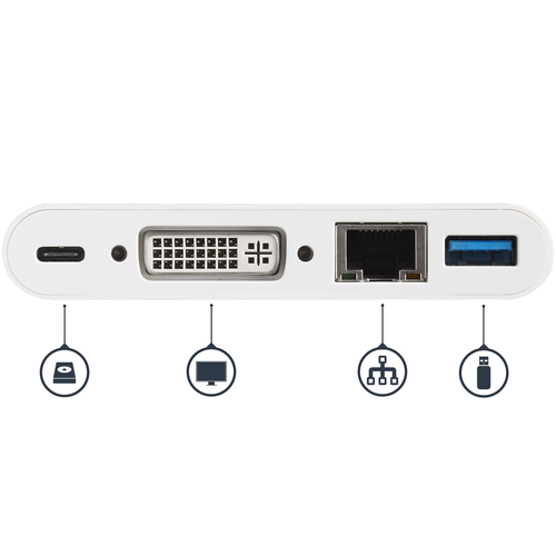 StarTech.com USB C Multiport Adapter, USB-C naar DVI-D (Digitaal) Video Adapter, 60W Power Delivery Passthrough Charging, GbE, USB-A, USB, afbeelding 5
