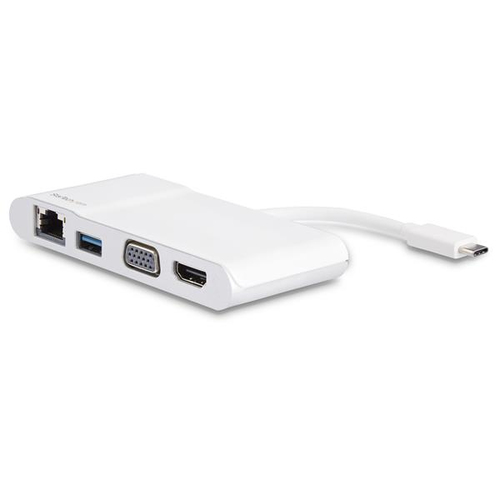 StarTechcom Adaptador Multipuertos USB-C para Portátiles - Docking Station USB Tipo C HDMI VGA GbE con Hub USB 30 - Blanco y Plateado - Adaptador de vídeo externo - USB-C - HDMI RJ-45 VGA - blanco plata - DKT30CHVW