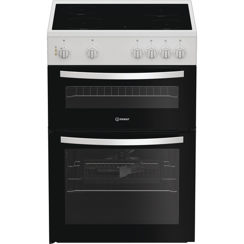 Indesit ITE6VMW 60cm Wide Single Oven Electric Cooker with Ceramic Hob - White - A Rated, White - image 1