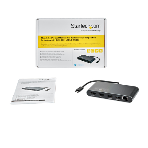 StarTech.com Dual 4K Monitor Mini Thunderbolt 3 Dock with HDMI - Mac & Windows Docking Station - Discontinued, Limited Stock, & Replaced by TB3DKM2HDL (TB3DKM2H – image 6