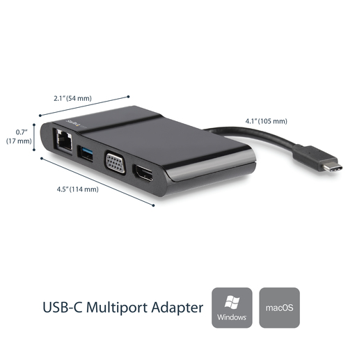StarTech.com USB-C Multiport Adapter - USB-C Travel Dock with 4K HDMI or 1080p VGA, Gigabit Ethernet, 5Gbps USB-A 3.0 - Discontinued, Limited Stock, & Replaced – image 3