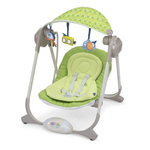Chicco Polly Swing lamamistool ja kiik imikule Roheline