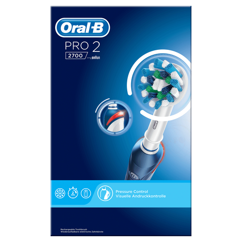 Afwijken temperatuur Schipbreuk Product data Oral-B PRO 2 2700 CrossAction Adult Rotating-oscillating  toothbrush Blue Electric Toothbrushes (80299194)