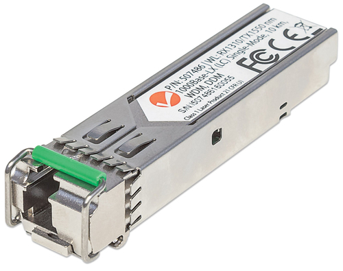 Intellinet Transceiver Module Optical, Gigabit Fiber WDM Bi-Directional SFP, 1000Base-Lx (LC) Single-Mode Port, 10km, Wavelengths: receive (RX) 1310nm and trans