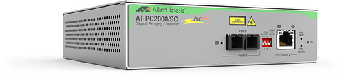 Convertidor de medios Gigabit Ethernet PoE a fibra óptica conector SC multimodo MMF distancia hasta 550 m AT-PC2000/SC-90 - AT-PC2000/SC-90