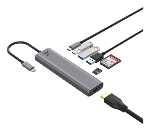 itek HUB 6-in-1, HDMI + 2USBA + SD/TF + 2USB-C – image 2