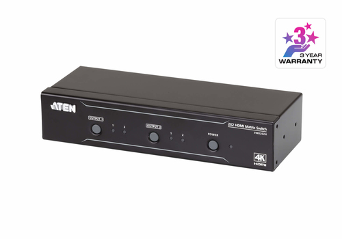2X2 4K HDMI MATRIX SWITCH, HDMI TYPE A FEMALE (BLACK) TO HDMI TYPE A FEMALE (BLA