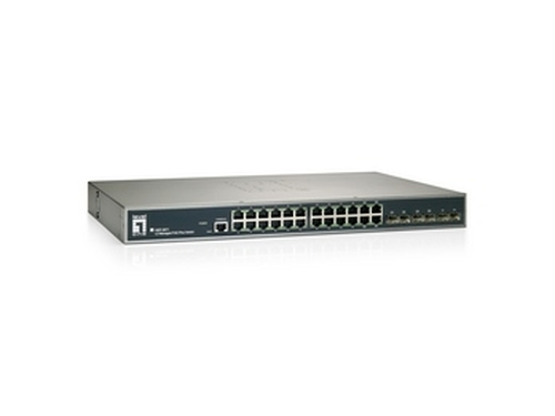LevelOne 20 GE PoE-Plus + 4 GE PoE-Plus Combo SFP + 2 GE SFP L2 Managed Switch, 185W