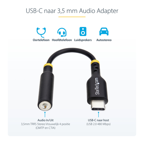 StarTech.com USB-C Audio Adapter to 3.5mm TRRS Jack, Headphone Aux Dongle - Adapter USB-C naar koptelefoonstekker, afbeelding 4