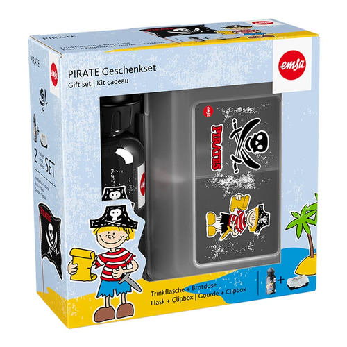 EMSA 518136 KIDS SET mit Trinkflasche 0,4 L und VARIABOLO Box Pirat