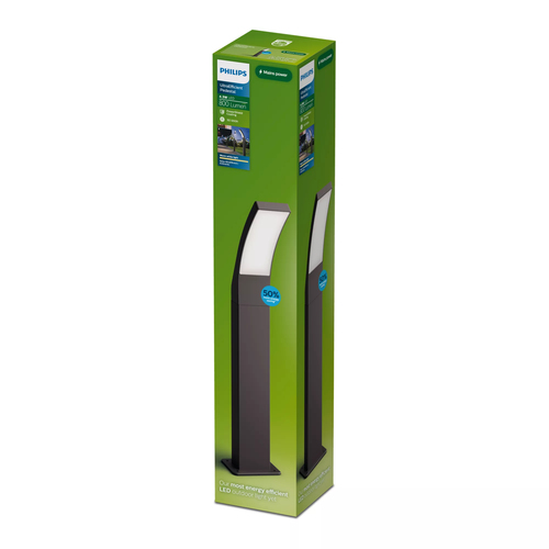 Philips Splay Sokkellamp - Buitenverlichting - Weerbestendig: IP44 - PowerShield Coating - Warmwit licht: 2700K - Hoogwaardig Aluminium - Antraciet – Foto 2 van 2