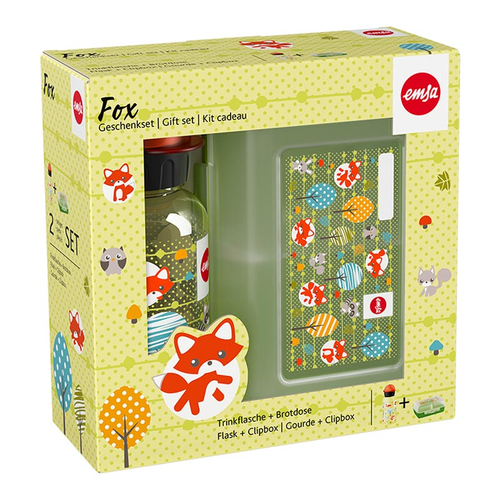 EMSA 518139 KIDS SET mit Trinkflasche 0,4 L und VARIABOLO Box Fox