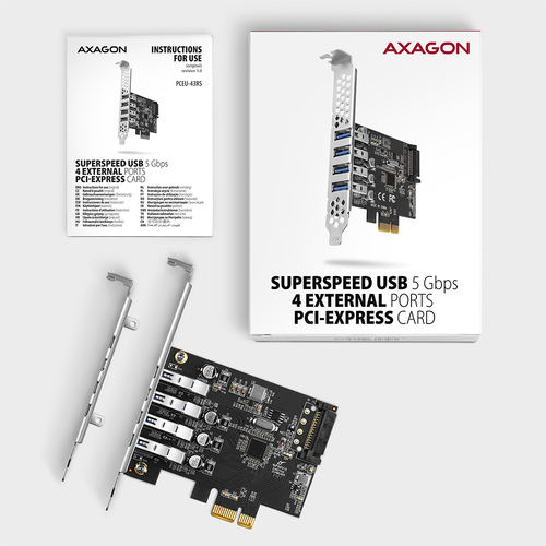AXAGON SuperSpeed 4  USB-A 5 Gbps externe Ports PCIe-Karte – Foto 6 von 7