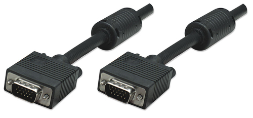 Manhattan SVGA Monitorkabel mit Ferritkernen, HD15 Stecker auf