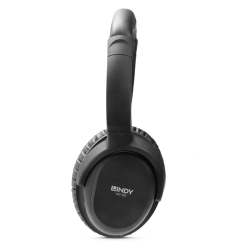 Lindy NC-60 Wired Active Noise Cancelling (Anc) Headphones, 40mm Drivers, Comfortable, Light, Carrycase, 1.5m Audio Cable, 3.5mm Jack, 6.3mm Adapter, Black - image 2