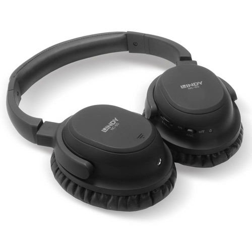 Lindy NC-60 Wired Active Noise Cancelling (Anc) Headphones, 40mm Drivers, Comfortable, Light, Carrycase, 1.5m Audio Cable, 3.5mm Jack, 6.3mm Adapter, Black - image 3